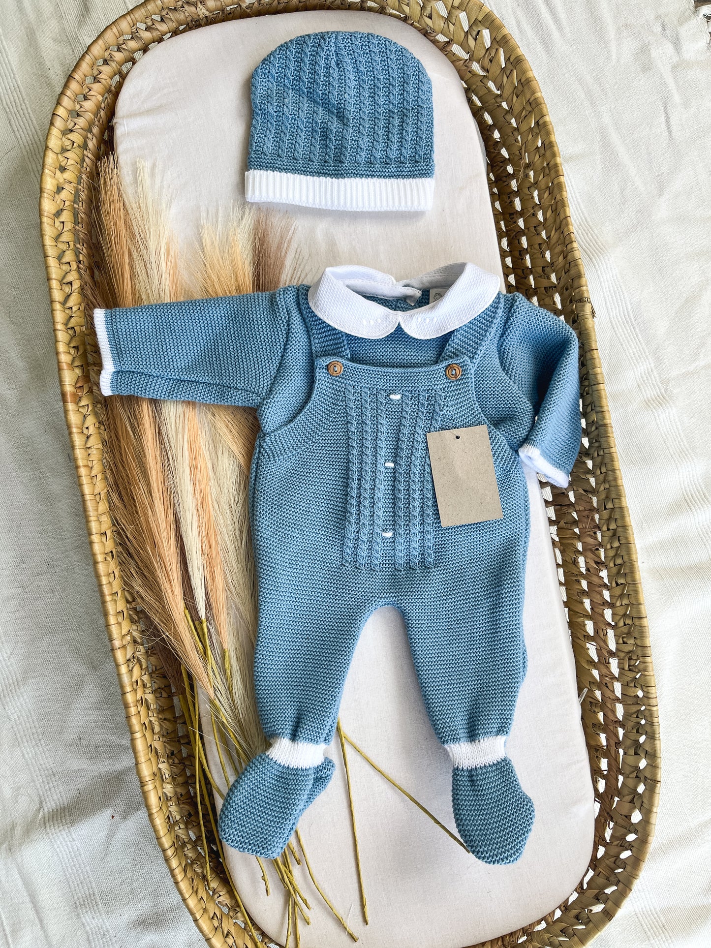 Conjunto de malha 3 peças bebé azul