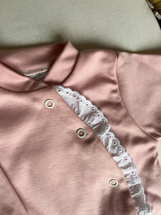 Babygrow de algodão bebé rosa