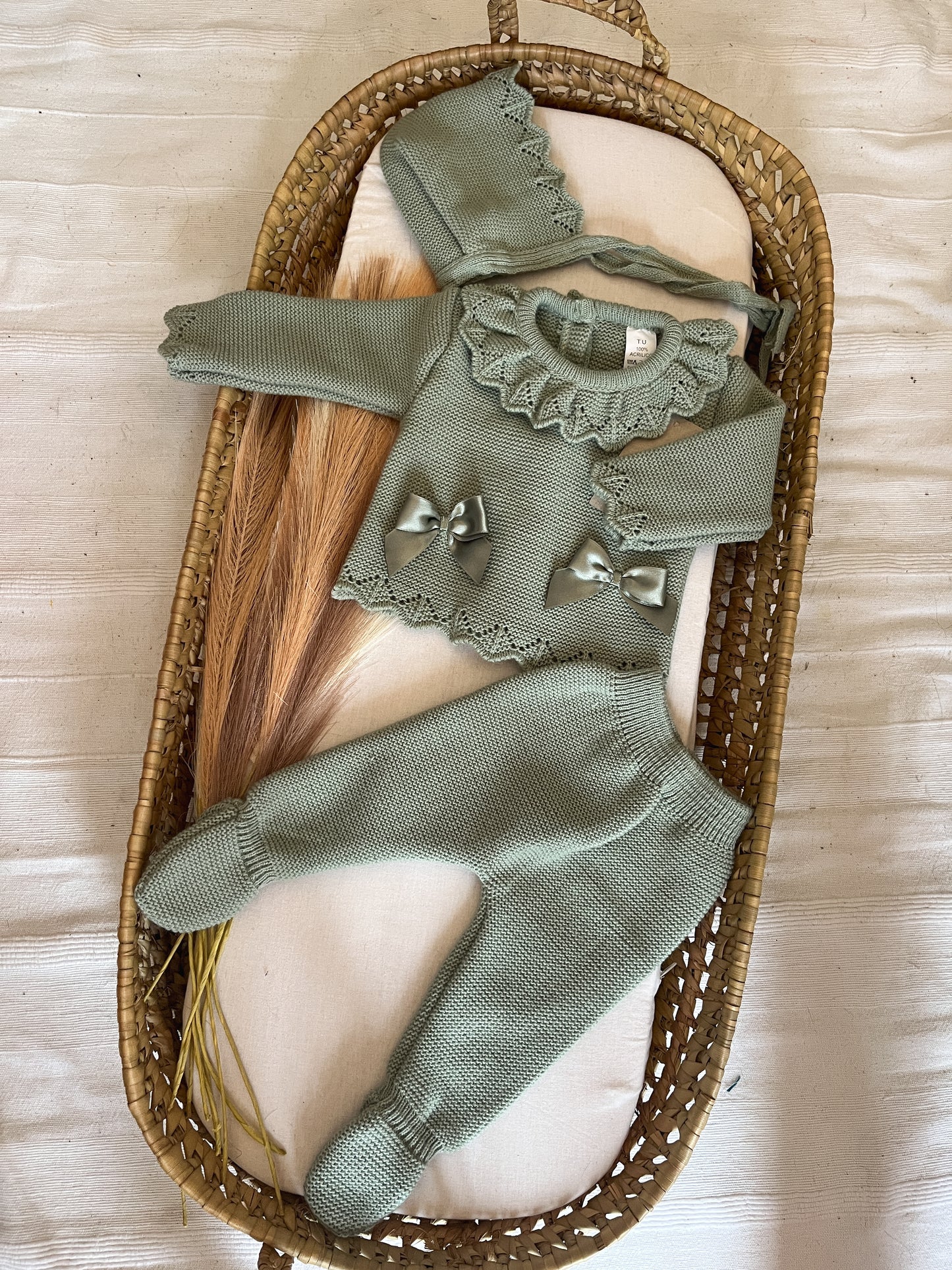 Conjunto de malha 3 peças bebé verde