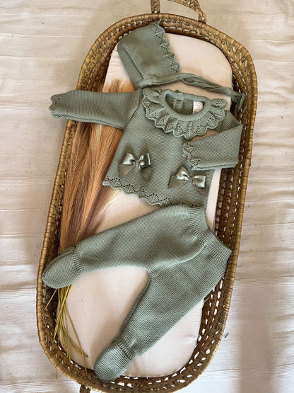 Conjunto de malha 3 peças bebé verde
