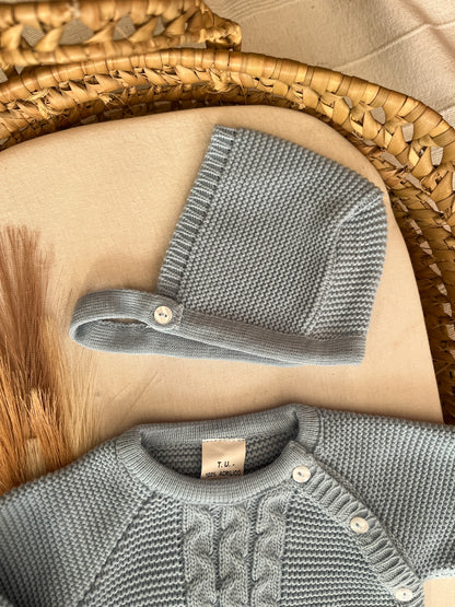 Conjunto de malha 3 peças bebé azul