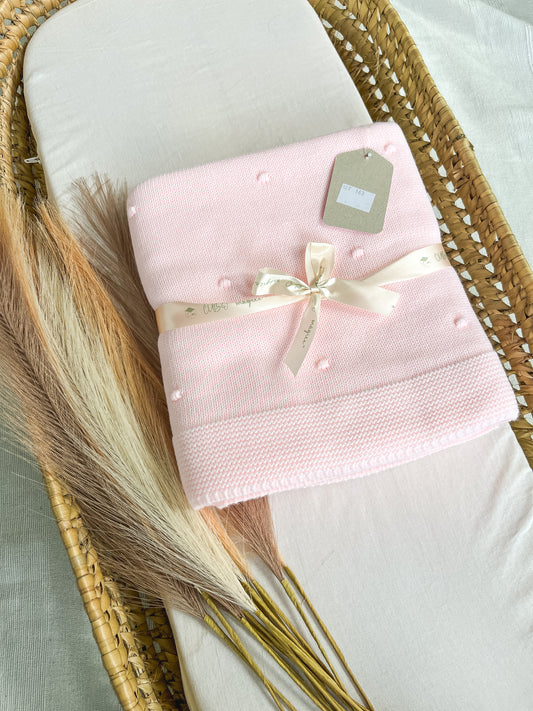 Manta de malha rosa para bebé personalizável com nome