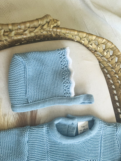 Conjunto de malha 3 peças bebé azul