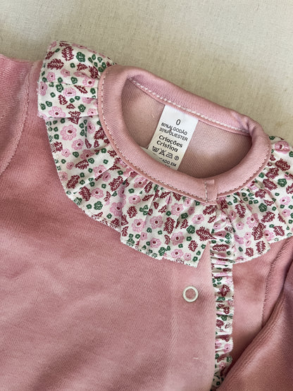 Babygrow de veludo bebé rosa velho personalizável com nome