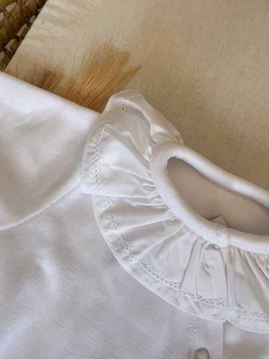 Babygrow de veludo bebé branco personalizável com nome