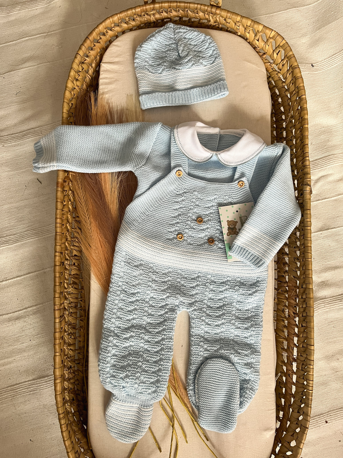 Conjunto de malha 3 peças bebé azul