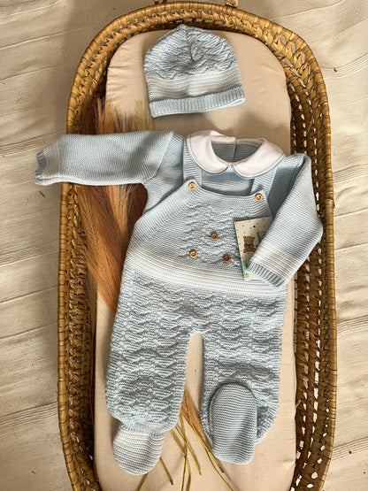 Conjunto de malha 3 peças bebé azul