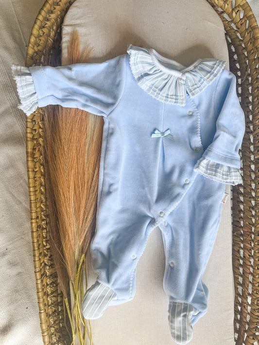 Babygrow de veludo bebé azul