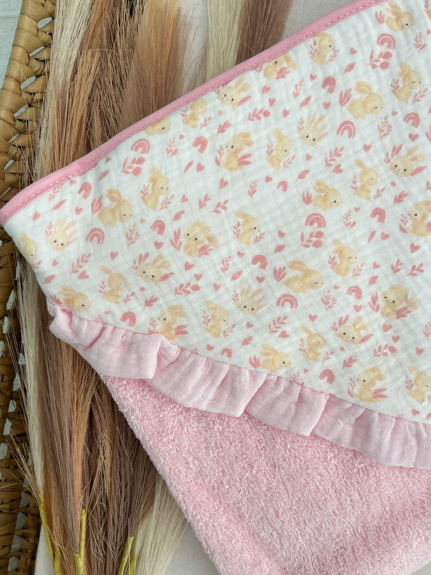 Toalha de banho bebé rosa