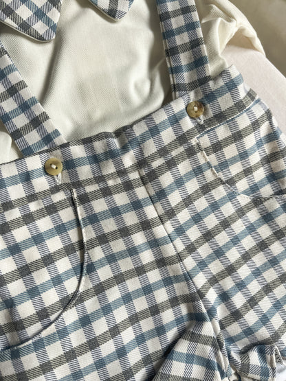 Conjunto de calções com camisa bebé menino azul cinza