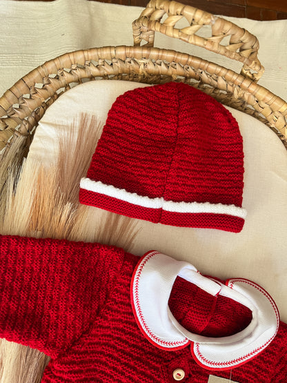 Conjunto de malha 3 peças bebé vermelho