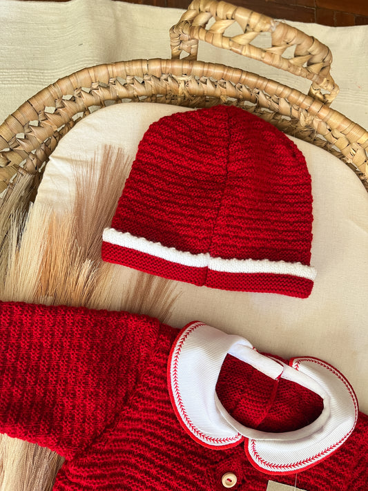 Conjunto de malha 3 peças bebé vermelho