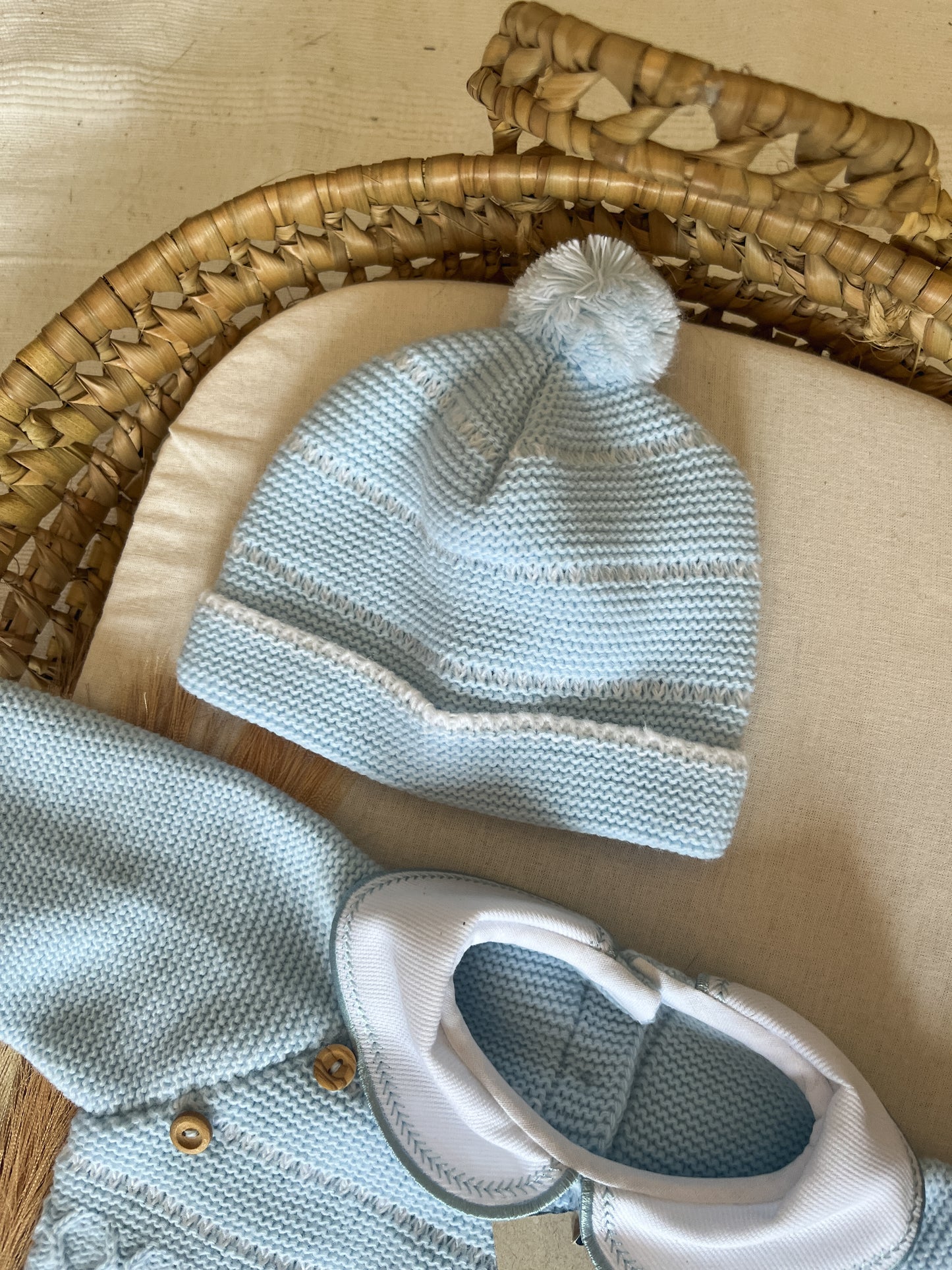 Conjunto de malha 3 peças bebé azul
