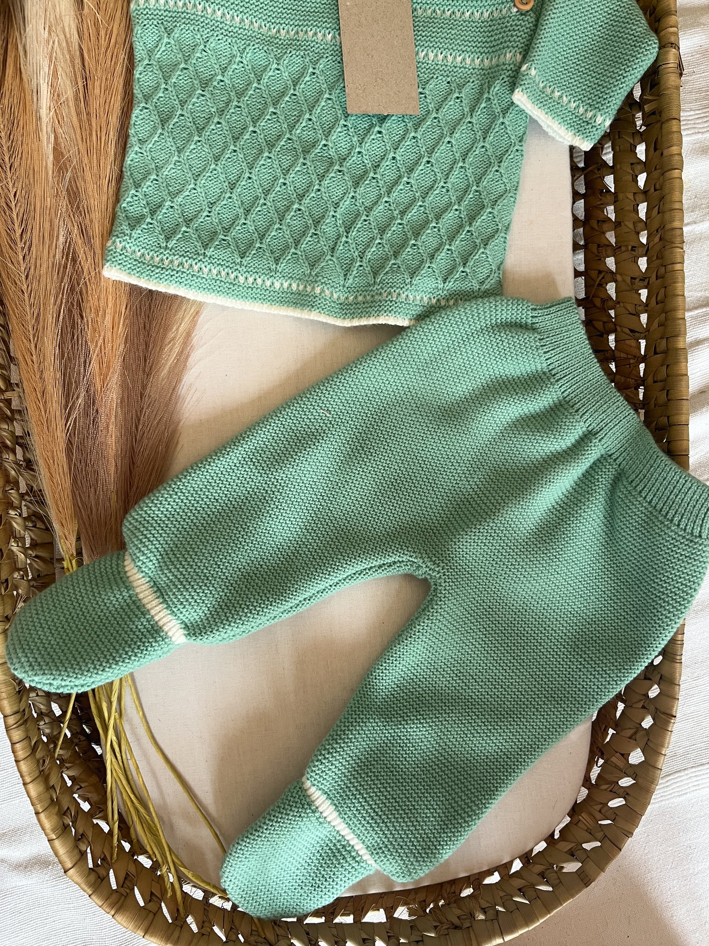 Conjunto de malha 3 peças bebé verde