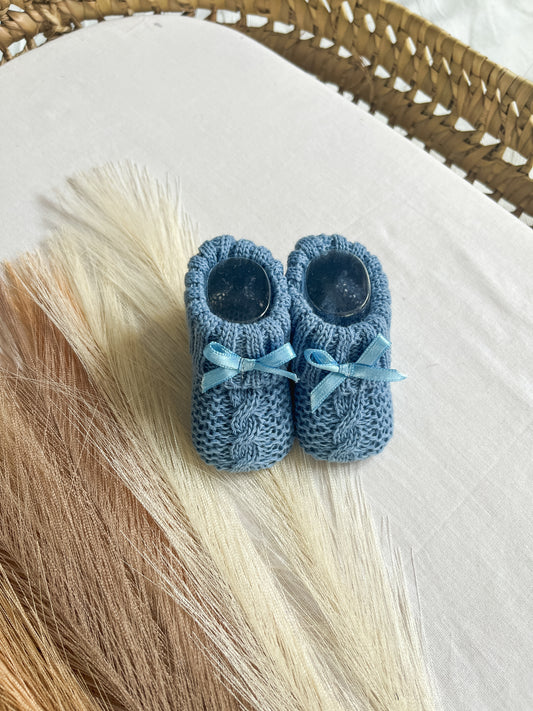 Carapins/ sapatinhos de malha bebé azul