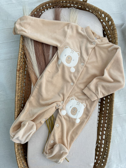 Babygrow de veludo bebé bege