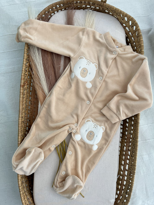 Babygrow de veludo bebé bege