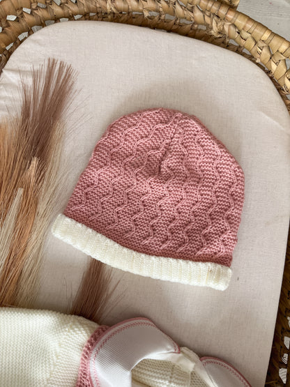 Conjunto de malha 3 peças bebé rosa