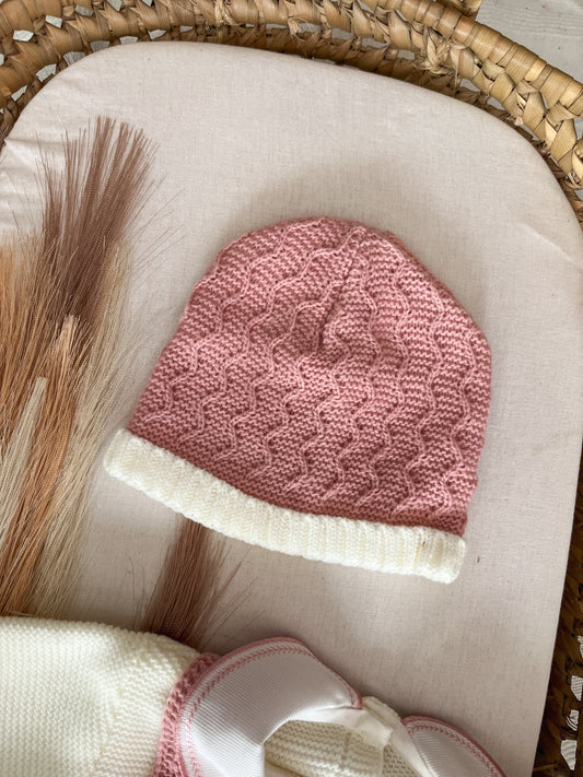Conjunto de malha 3 peças bebé rosa