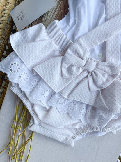 Conjunto de fofo/jardineira com blusa bebé rosa