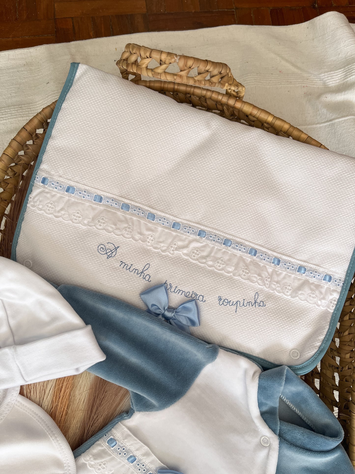 Conjunto primeira roupinha azul 6 peças bebé