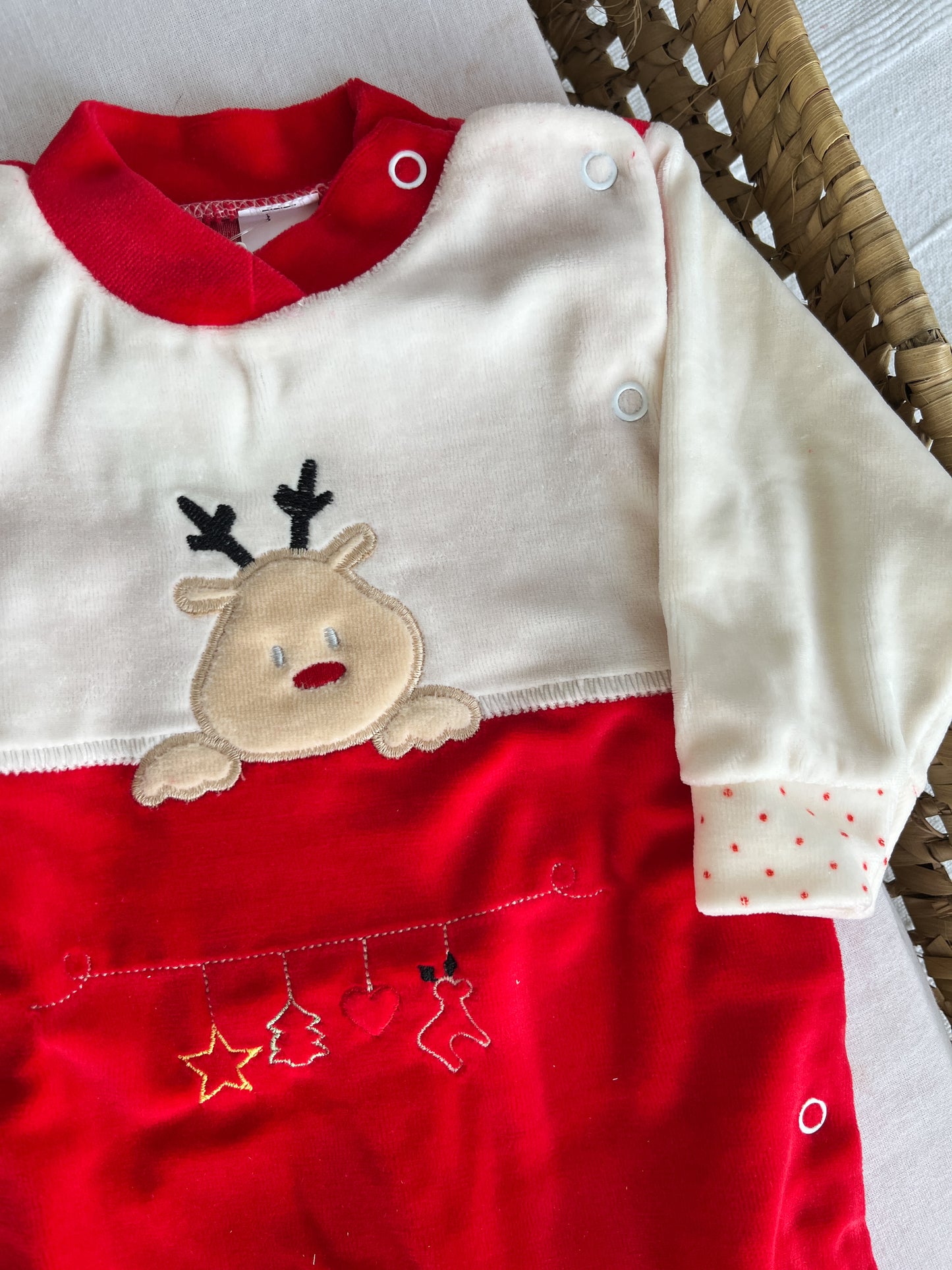 Babygrow de veludo bebé vermelho Natal