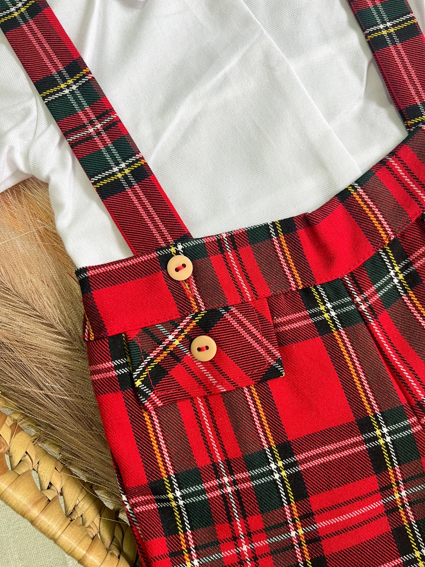 Conjunto de calções e camisa bebé xadrez Natal