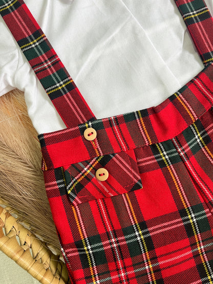 Conjunto de calções e camisa bebé xadrez Natal