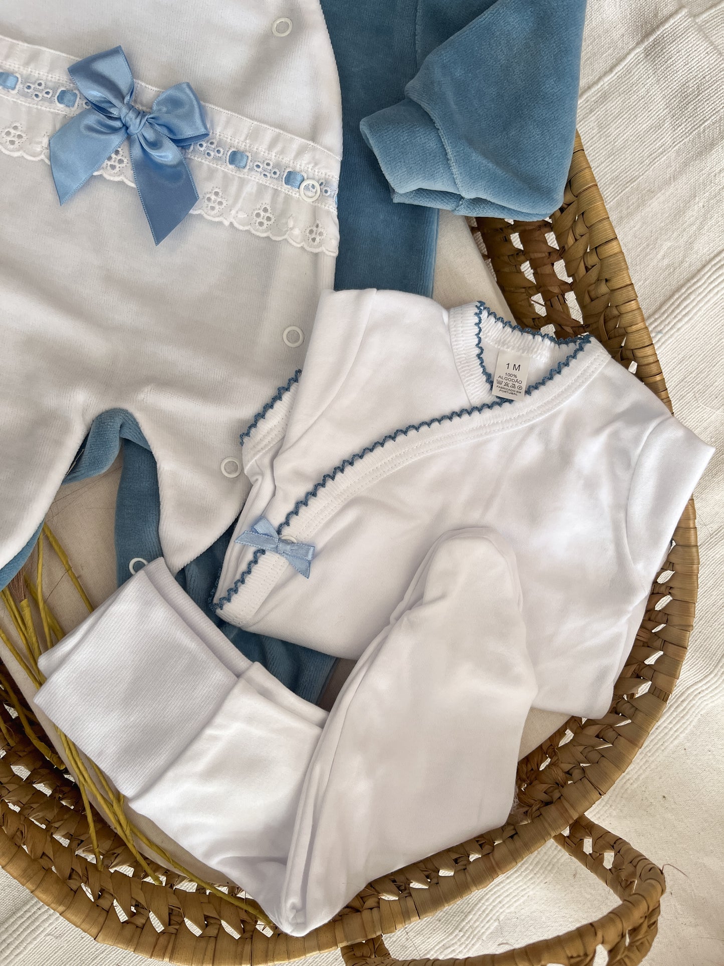 Conjunto primeira roupinha azul 6 peças bebé