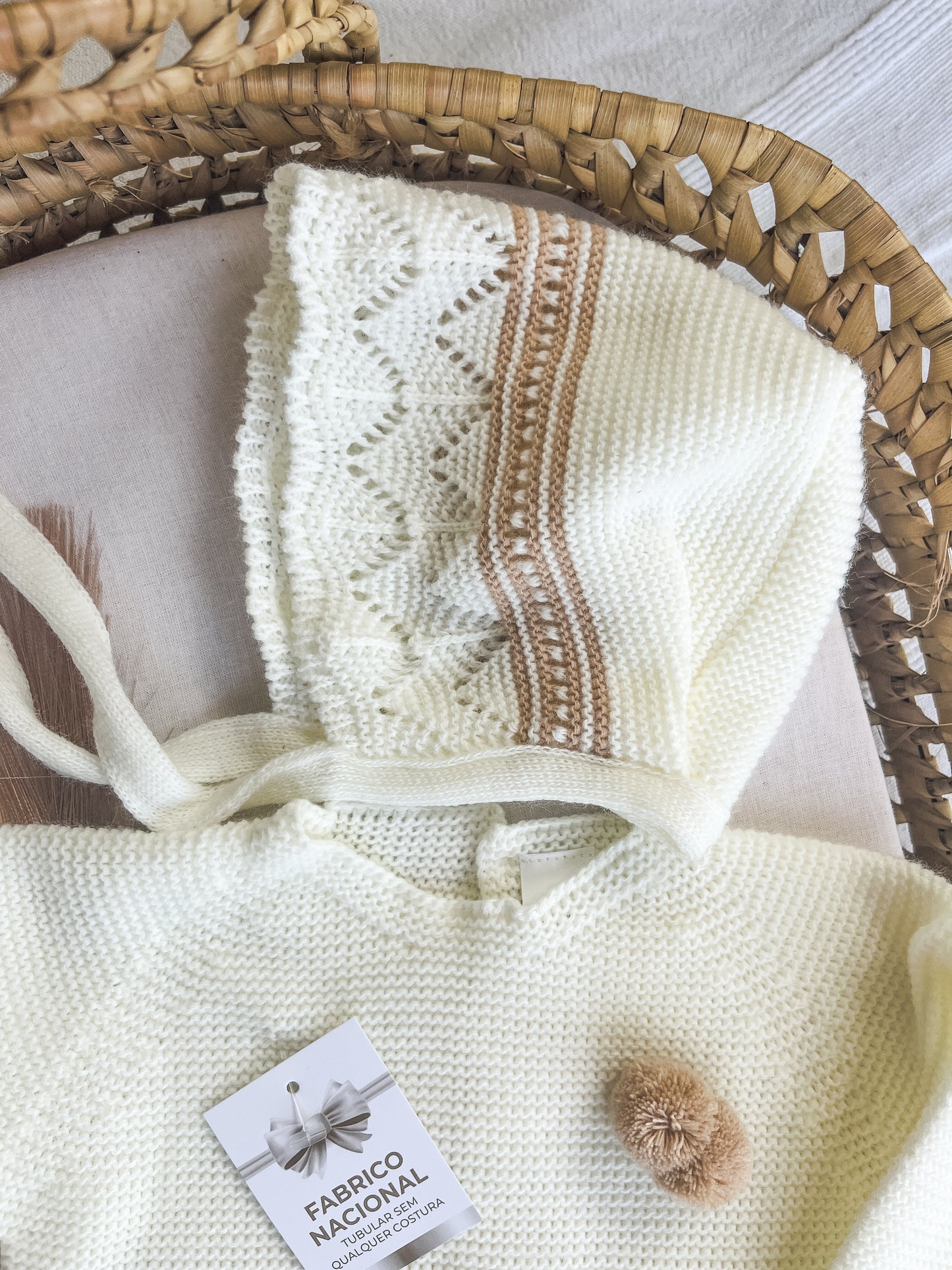 Conjunto de malha 3 peças bebé pérola