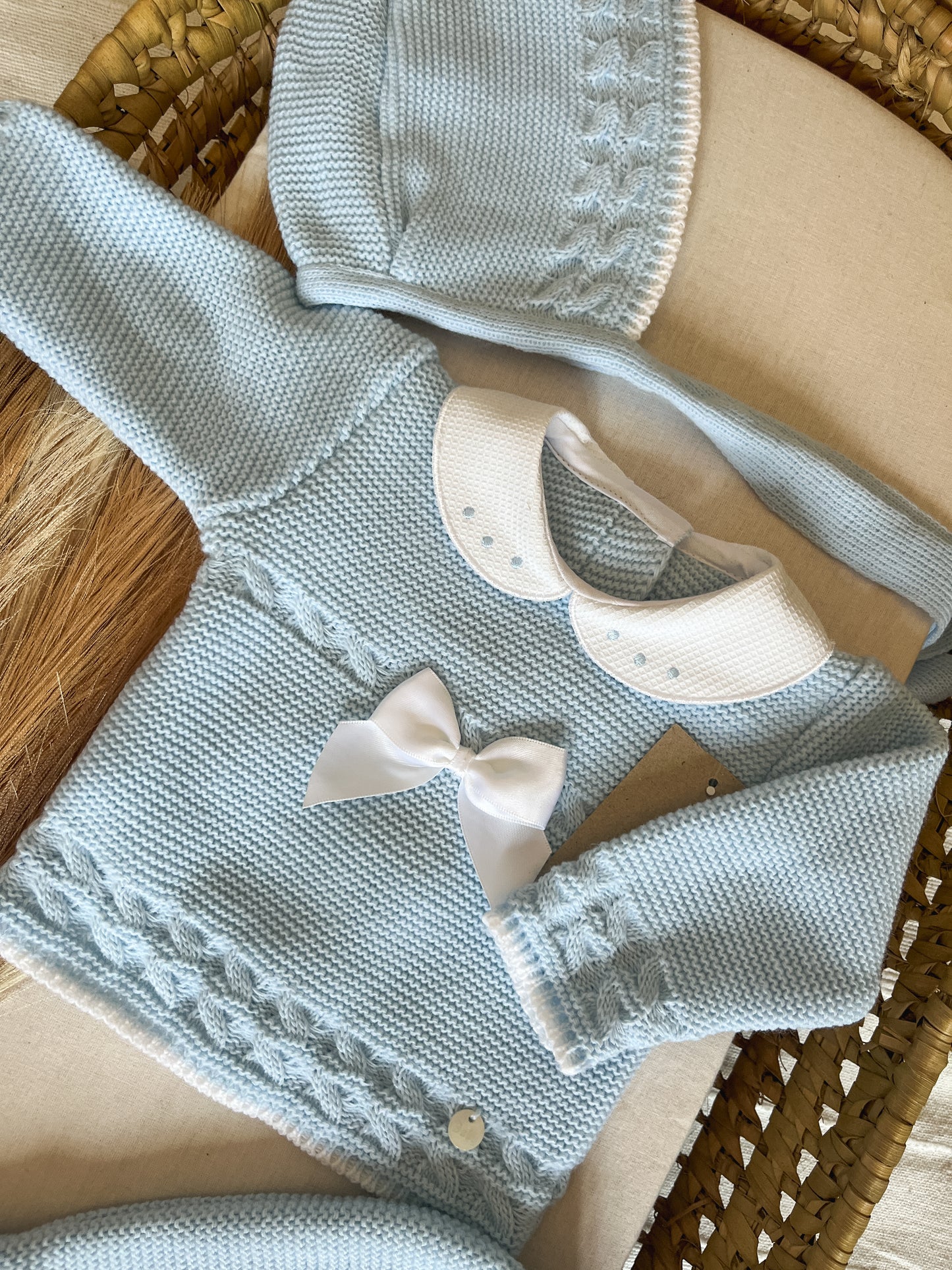 Conjunto de malha 3 peças bebé azul