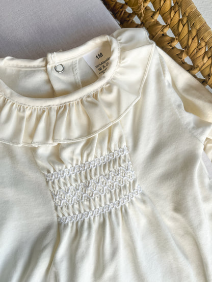 Babygrow de algodão com gola bebé branco pérola