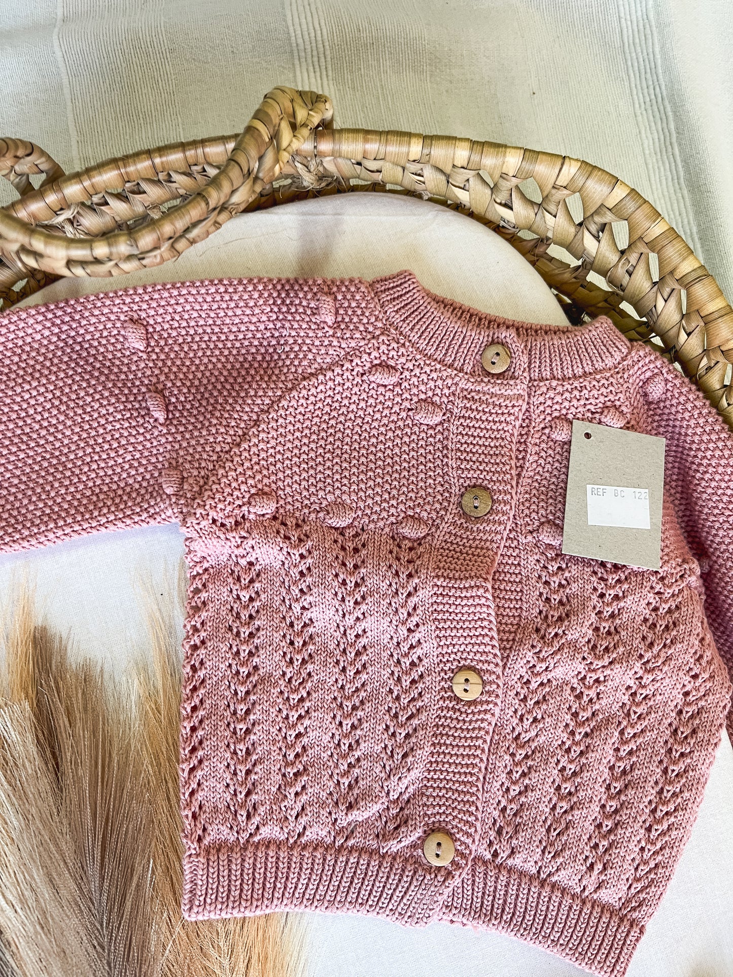 Conjunto de malha de 2 peças bebé rosa velho