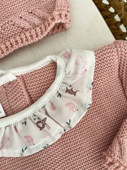 Conjunto de 3 peças bebé rosa velho