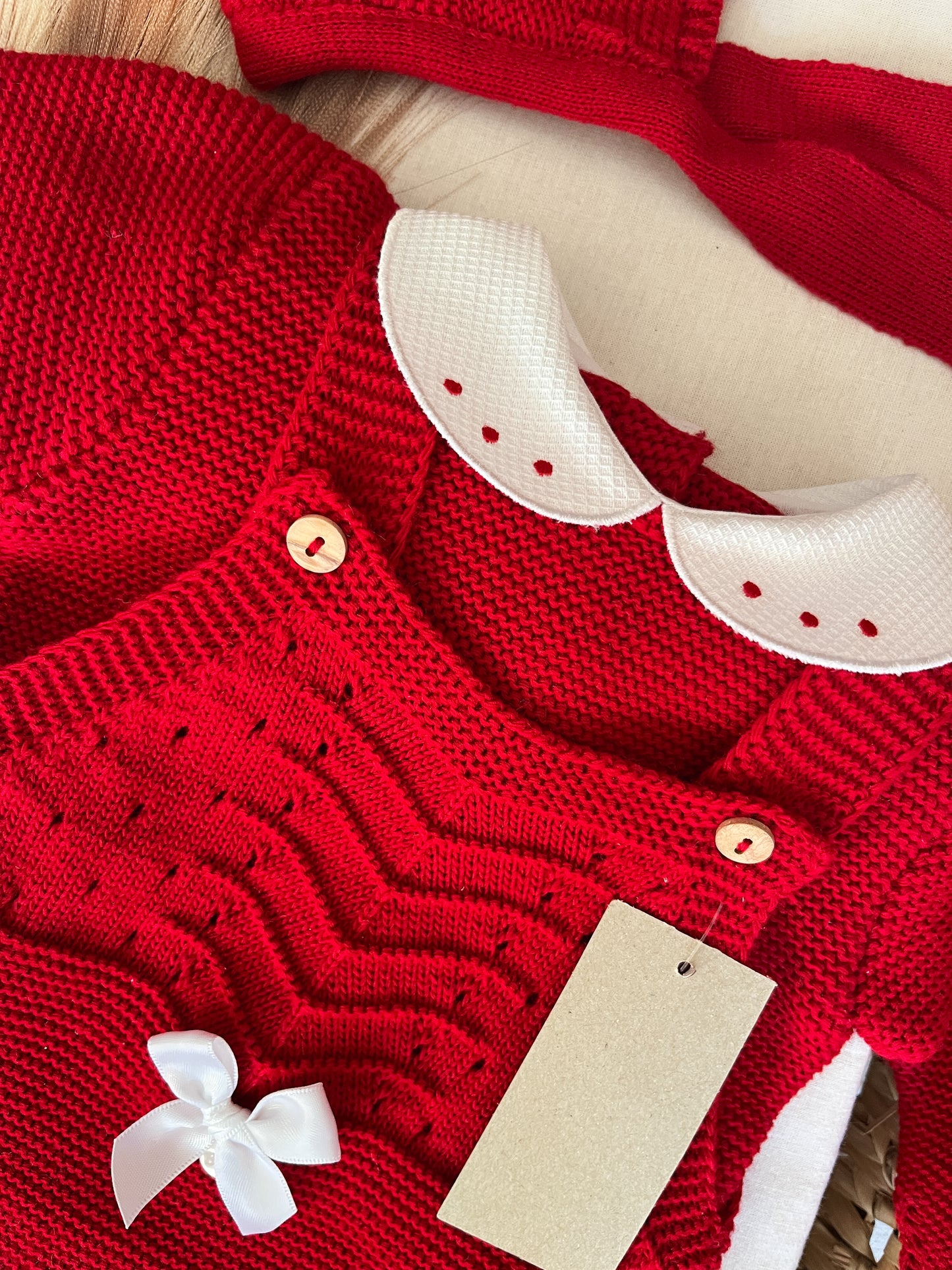 Conjunto de malha 3 peças bebé vermelho