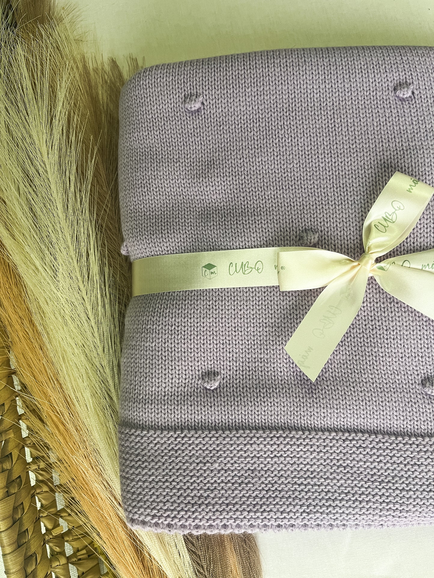 Manta de malha lavanda para bebé personalizável com nome
