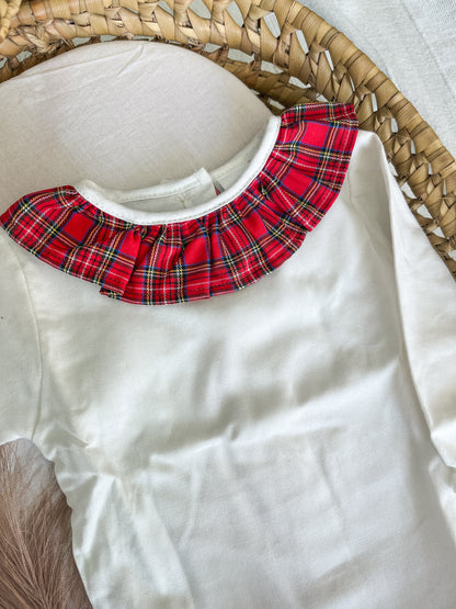 Conjunto de camisa e tapa fralda bebé menina vermelho Natal