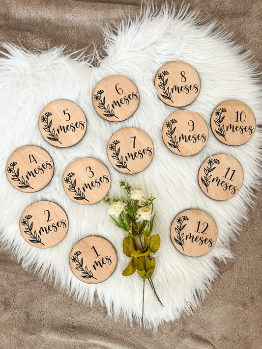 Placas milestones bebé 1 a 12 meses