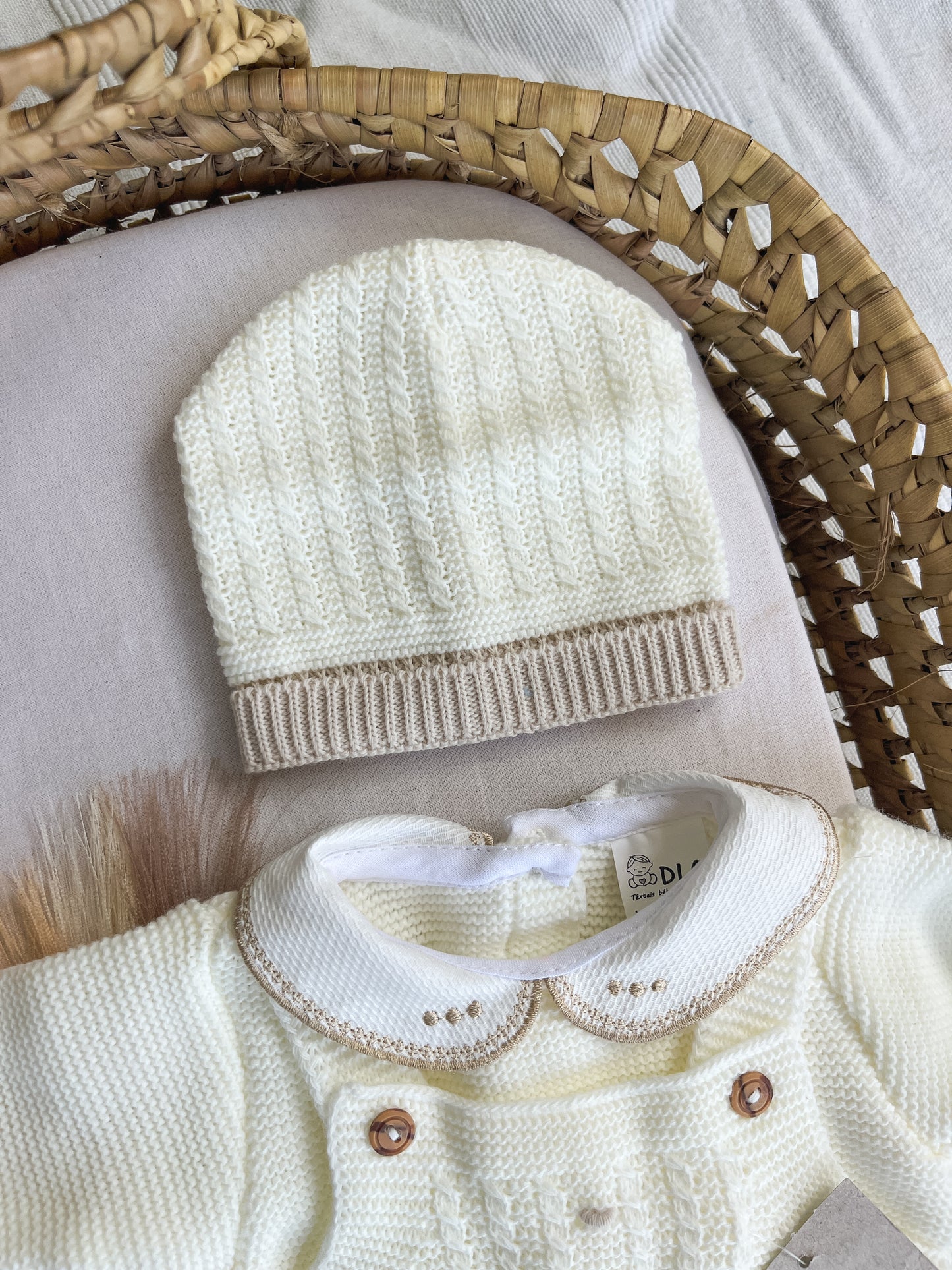 Conjunto de malha 3 peças bebé branco