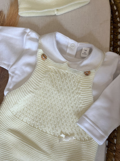 Conjunto de malha 3 peças bebé pérola