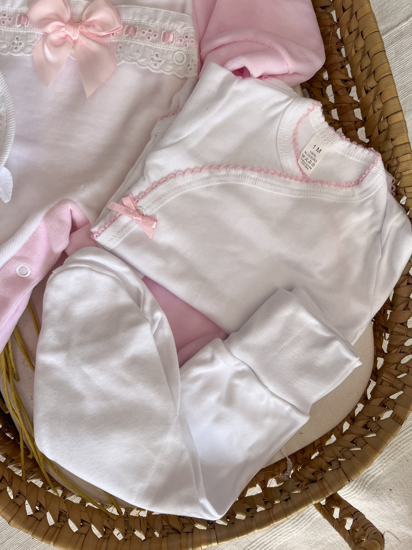Conjunto primeira roupinha rosa 6 peças bebé