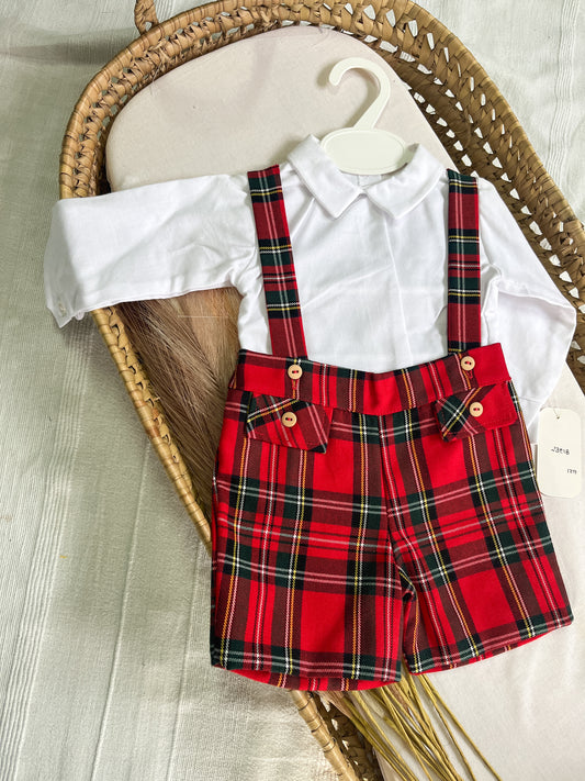 Conjunto de calções e camisa bebé xadrez Natal