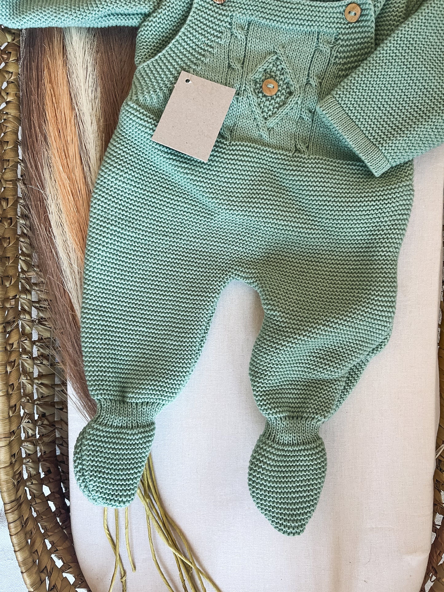 Conjunto de malha 3 peças bebé verde