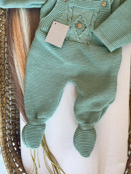 Conjunto de malha 3 peças bebé verde
