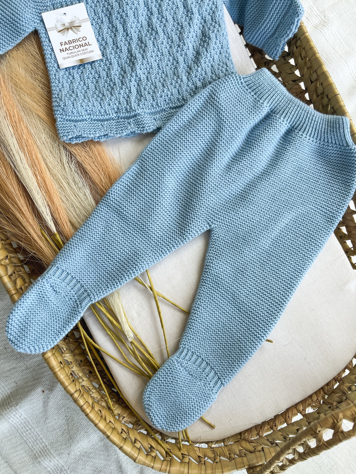 Conjunto de malha 3 peças bebé azul