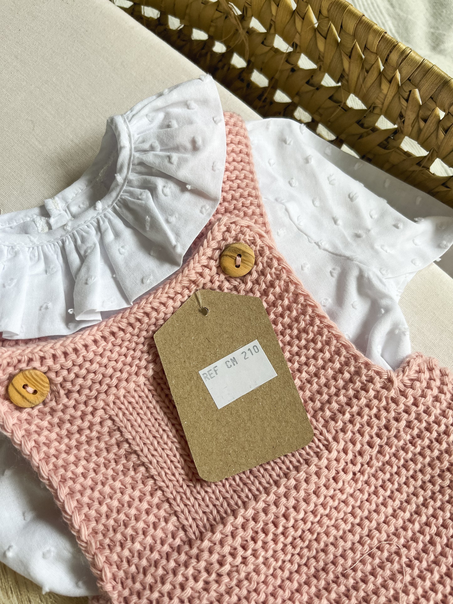 Conjunto de malha de 3 peças bebé rosa velho