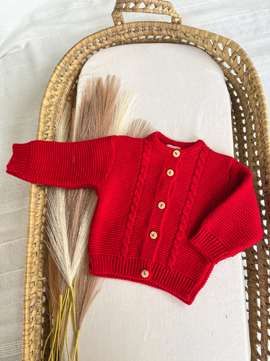 Casaco malha bebé vermelho