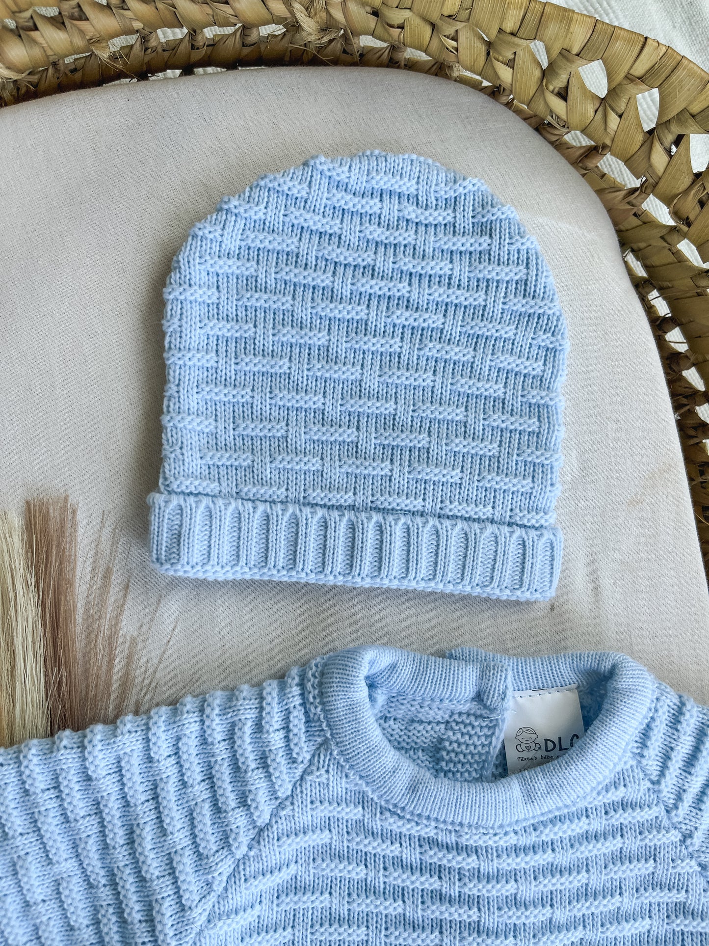 Conjunto de malha 3 peças bebé azul