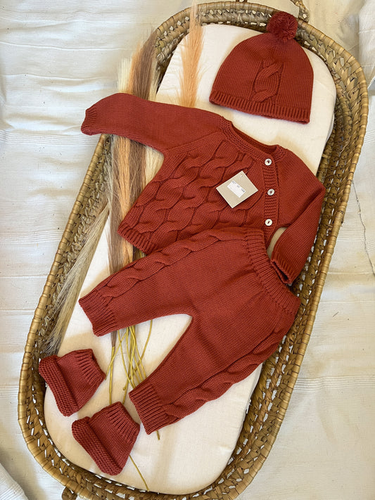 Conjunto de malha 4 peças bebé tijolo