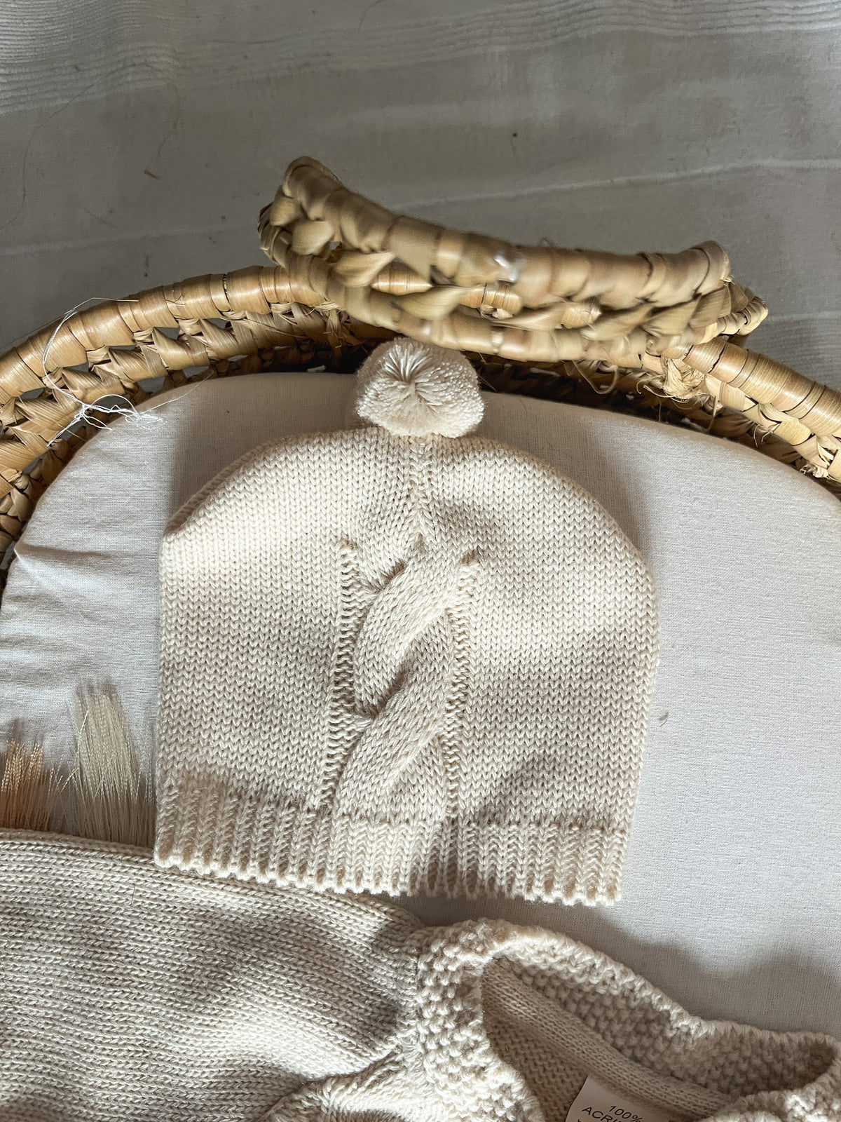 Conjunto de malha 3 peças bebé bege